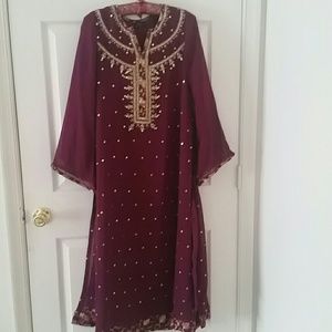 Pakistani designer (Karma) maroon shalwar kameez